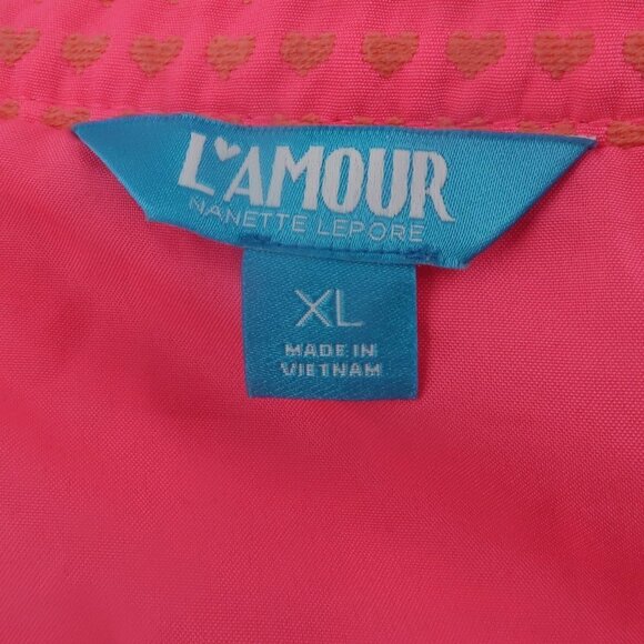 L'Amour Hot Pink Skirt with Gold Hearts Size XL - Picture 2 of 7